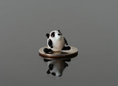 Tiny Glass Panda Figurine: Lampwork Miniature Animal