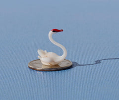 Tiny Glass Swan Figurine: Flamework Miniature Collectible
