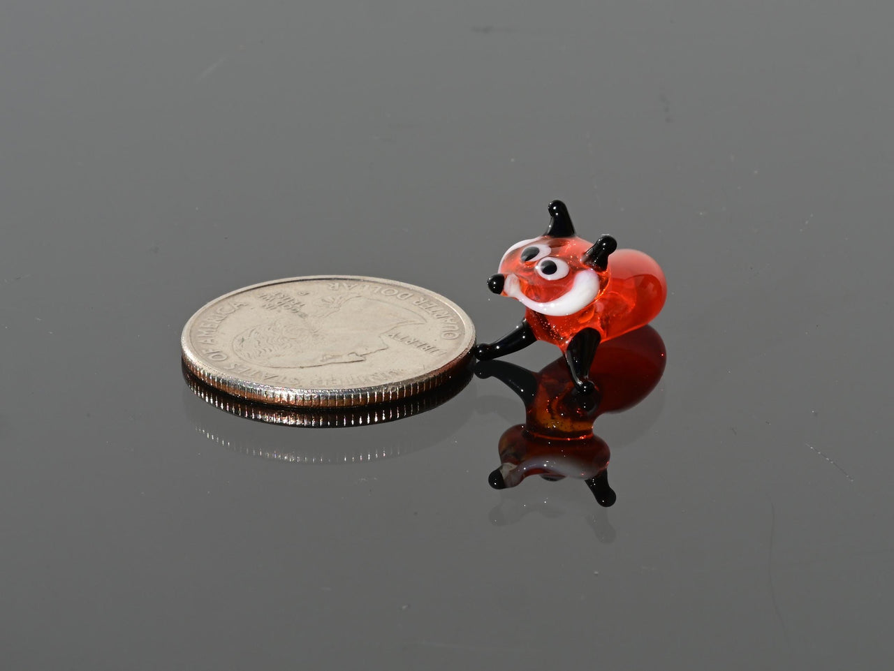 Handmade Glass Red Fox Figurine: Whimsical Animal Sculpture