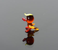 Handmade Amber Glass Tiny Duck: Whimsical Glass Menagerie Collectible