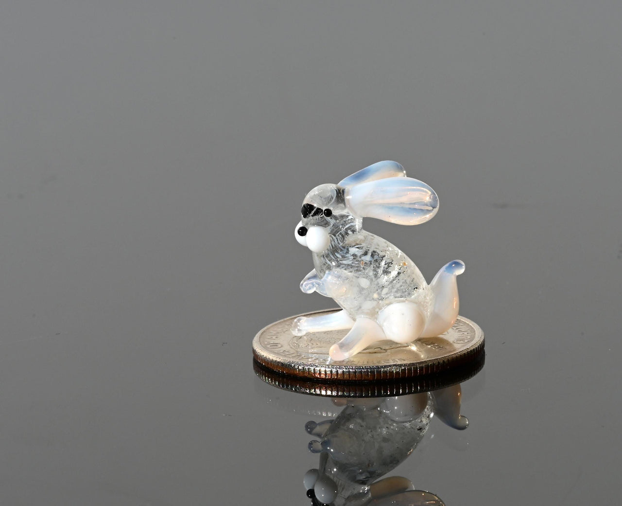 Lampwork Glass Bunny Miniature: Whimsical Clear Glass Menagerie