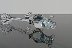 Handmade Glass Rose Flower: Long Stem Collectible, Weatherproof (13 inch)