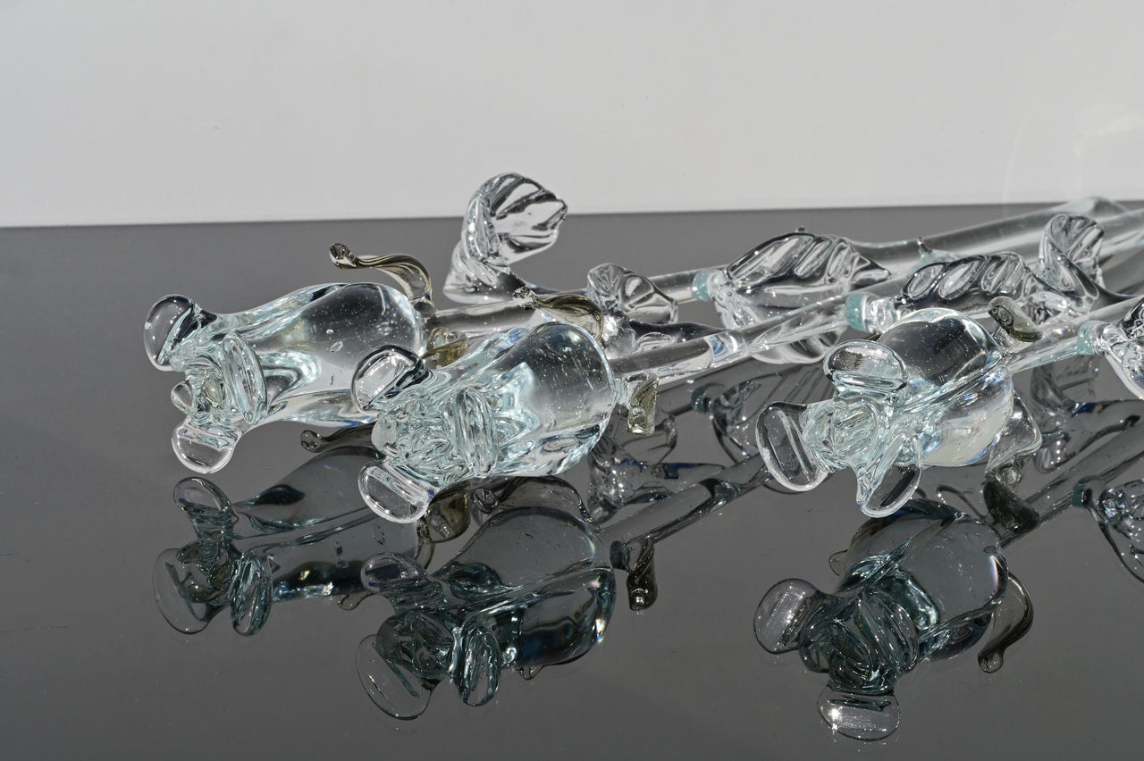 Handmade Glass Rose Flower: Long Stem Collectible, Weatherproof (13 inch)