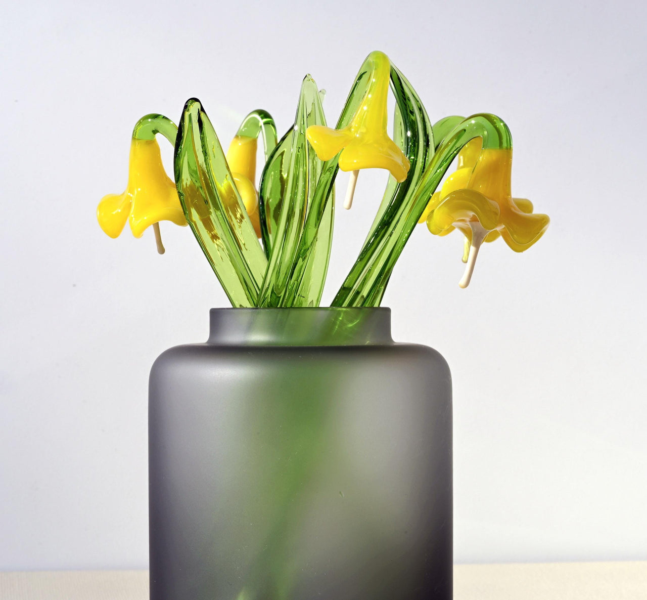 Handmade Yellow Glass Bellflower: Flamework Sculpture, Weatherproof Decor