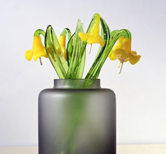 Handmade Yellow Glass Bellflower: Flamework Sculpture, Weatherproof Decor