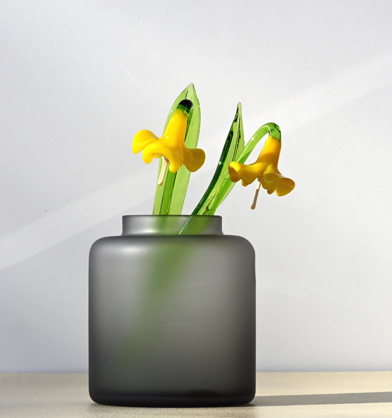 Handmade Yellow Glass Bellflower: Flamework Sculpture, Weatherproof Decor