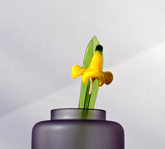 Handmade Yellow Glass Bellflower: Flamework Sculpture, Weatherproof Decor