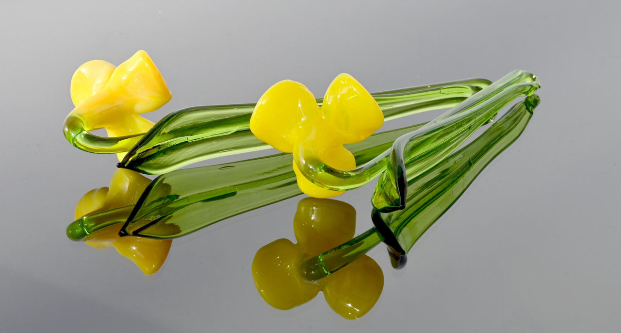 Handmade Yellow Glass Bellflower: Flamework Sculpture, Weatherproof Decor