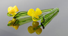 Handmade Yellow Glass Bellflower: Flamework Sculpture, Weatherproof Decor