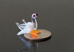 Mini Glass Bird Figurine - Tiny Glass Dove - Hand Blown Glass Bird - Whimsical Clear-White Bird Figurine