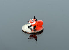 Handmade Glass Red Fox Figurine: Whimsical Animal Sculpture