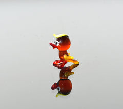 Handmade Amber Glass Tiny Duck: Whimsical Glass Menagerie Collectible