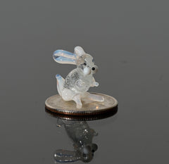 Lampwork Glass Bunny Miniature: Whimsical Clear Glass Menagerie