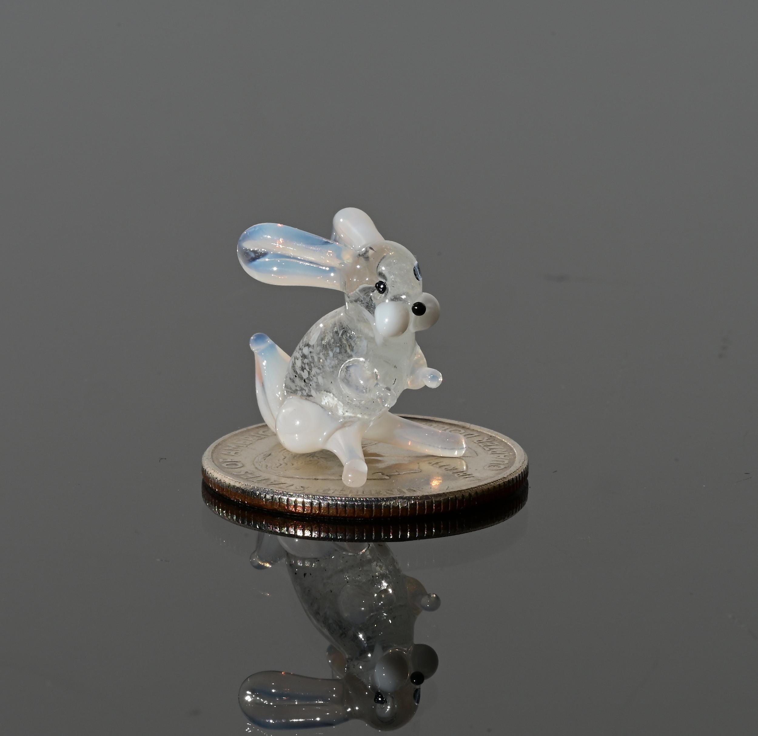 Lampwork Glass Bunny Miniature: Whimsical Clear Glass Menagerie