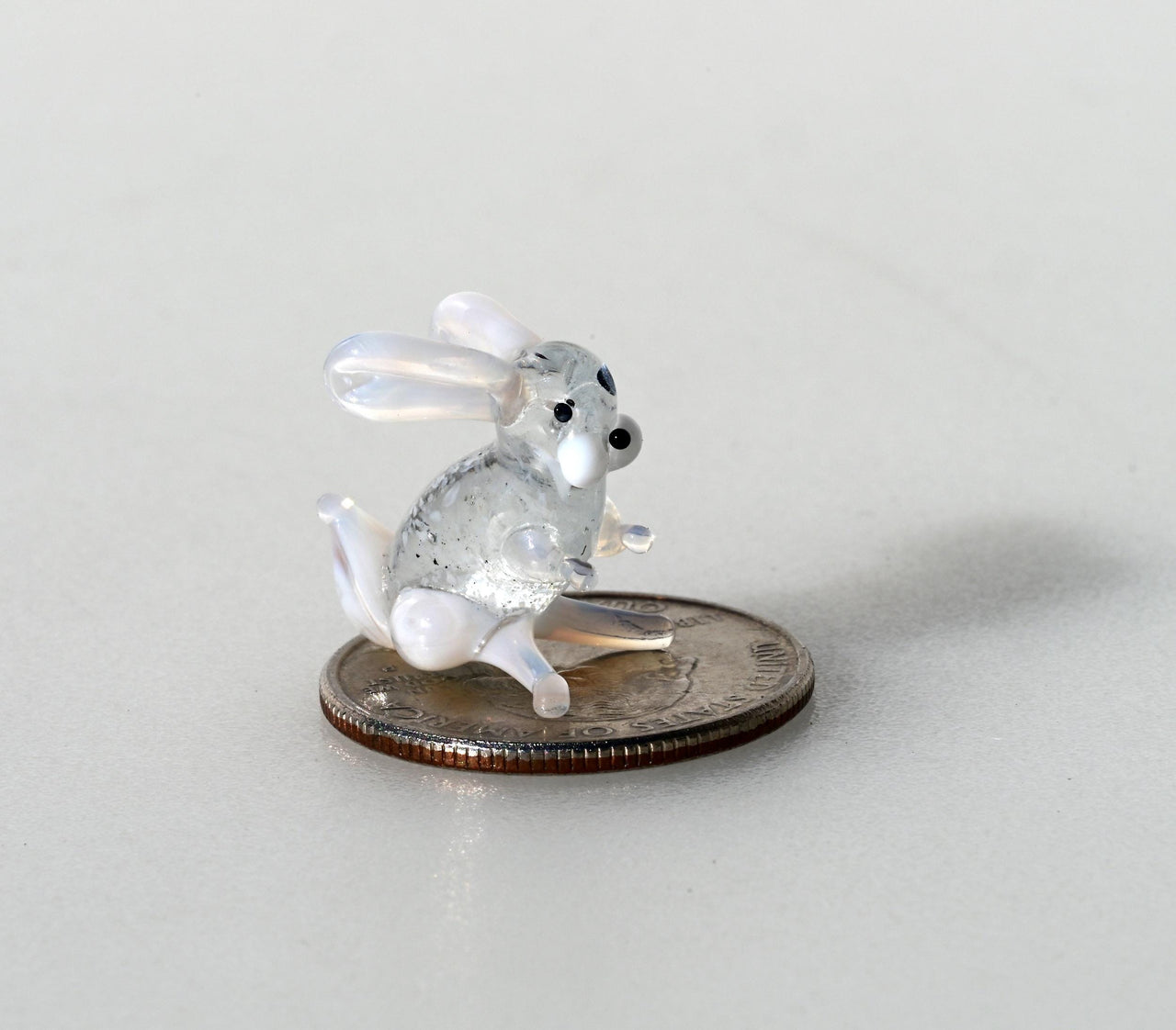 Lampwork Glass Bunny Miniature: Whimsical Clear Glass Menagerie