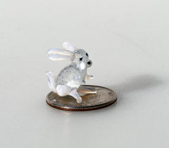 Lampwork Glass Bunny Miniature: Whimsical Clear Glass Menagerie