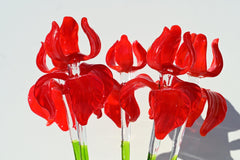 Handblown Red Glass Iris Flower - 17" Tall Floral Art