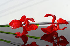 Handblown Red Glass Iris Flower - 17" Tall Floral Art