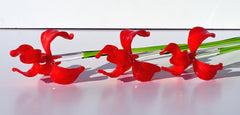 Handblown Red Glass Iris Flower - 17" Tall Floral Art