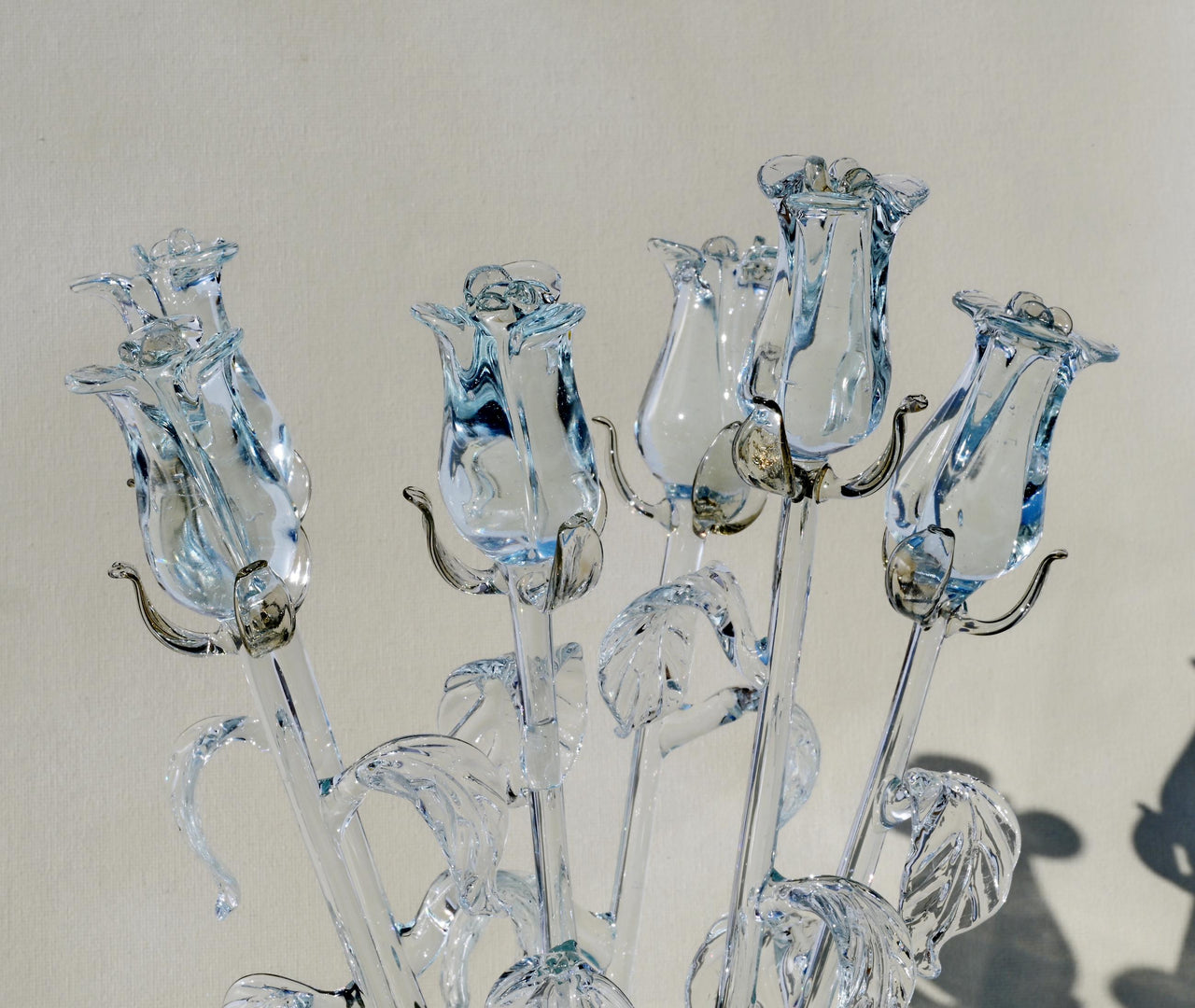 Handmade Glass Rose Flower: Long Stem Collectible, Weatherproof (13 inch)