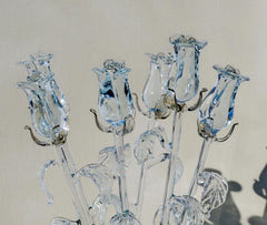 Handmade Glass Rose Flower: Long Stem Collectible, Weatherproof (13 inch)