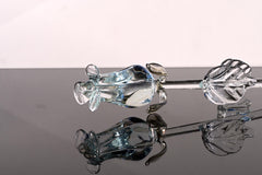 Handmade Glass Rose Flower: Long Stem Collectible, Weatherproof (13 inch)