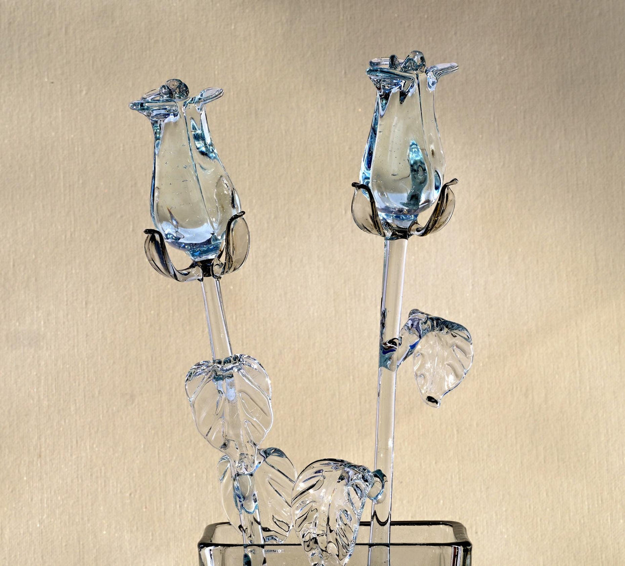 Handmade Glass Rose Flower: Long Stem Collectible, Weatherproof (13 inch)