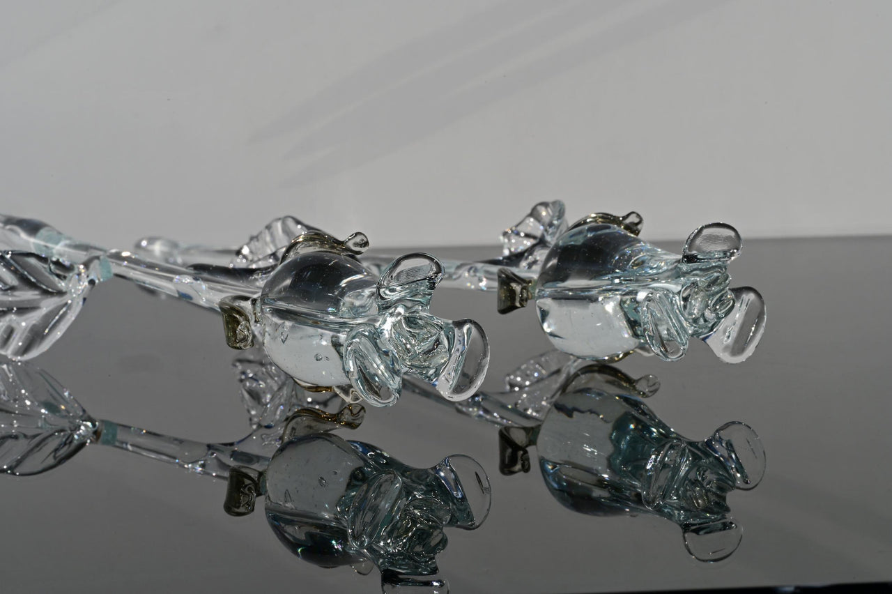 Handmade Glass Rose Flower: Long Stem Collectible, Weatherproof (13 inch)