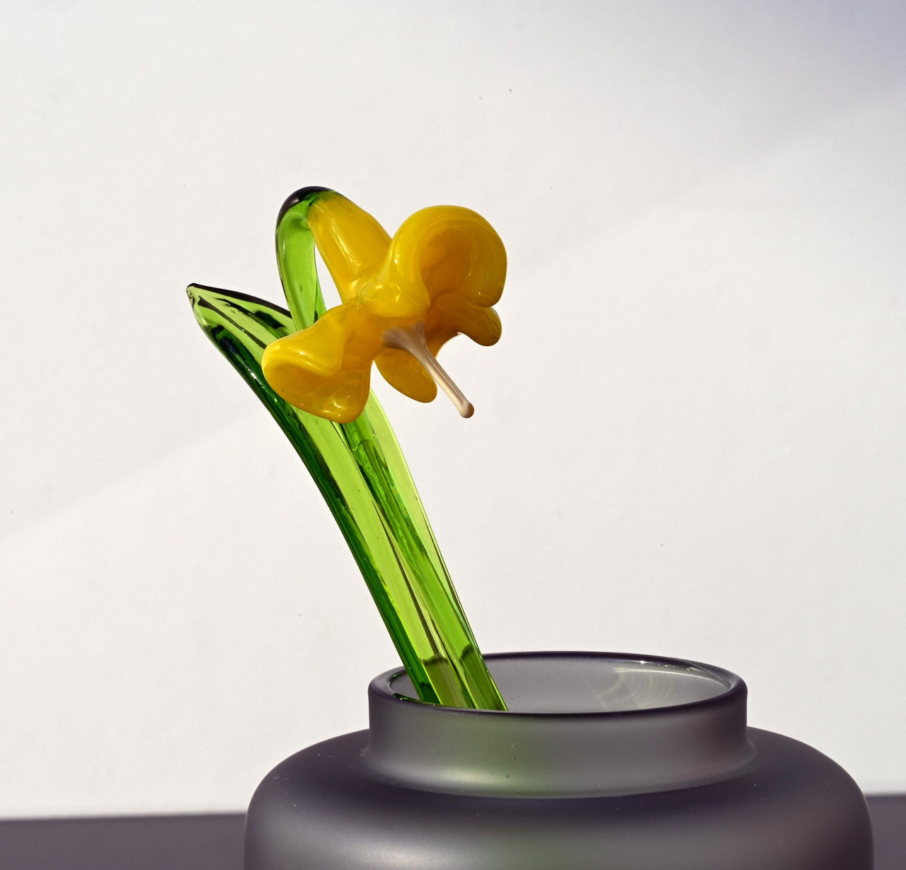 Handmade Yellow Glass Bellflower: Flamework Sculpture, Weatherproof Decor