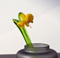 Handmade Yellow Glass Bellflower: Flamework Sculpture, Weatherproof Decor