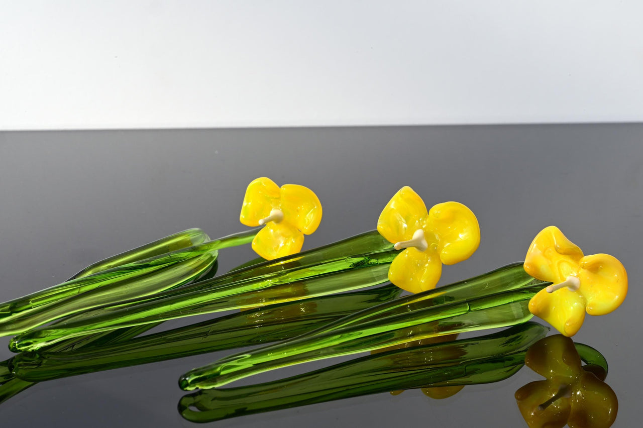 Handmade Yellow Glass Bellflower: Flamework Sculpture, Weatherproof Decor