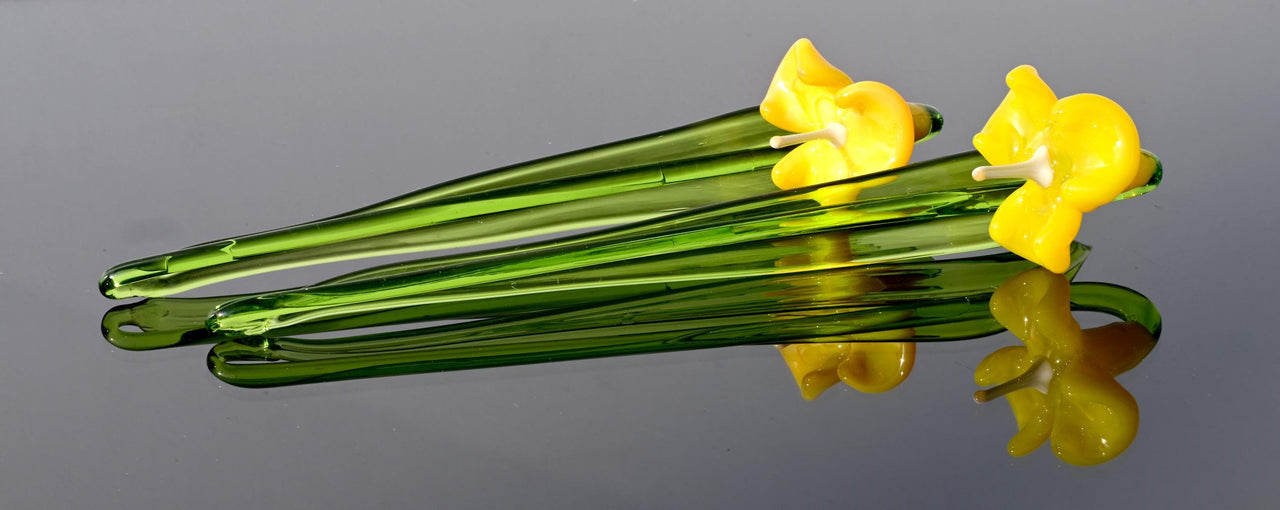 Handmade Yellow Glass Bellflower: Flamework Sculpture, Weatherproof Decor