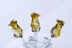 Glass Flower Bouquet - Handmade Glass Rose Flowers  - Blown Glass Flowers - Gold Glass Rose - Christmas Gift for Mom