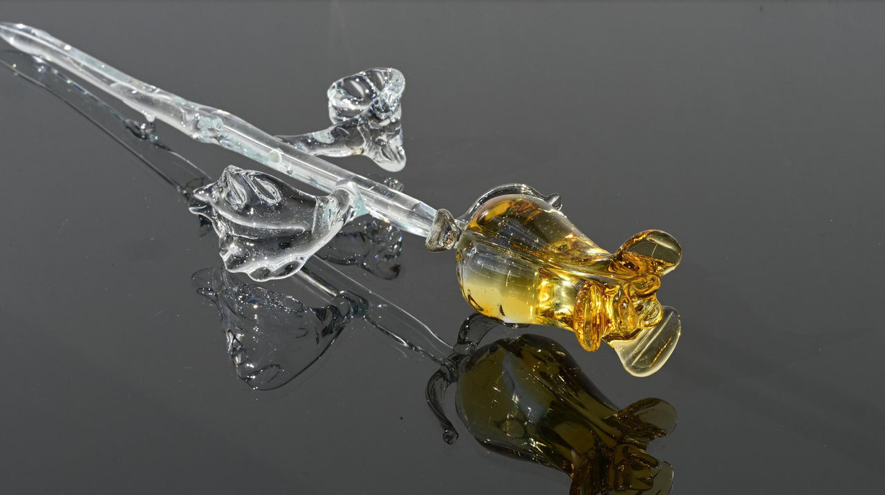 Glass Flower Bouquet - Handmade Glass Rose Flowers  - Blown Glass Flowers - Gold Glass Rose - Christmas Gift for Mom