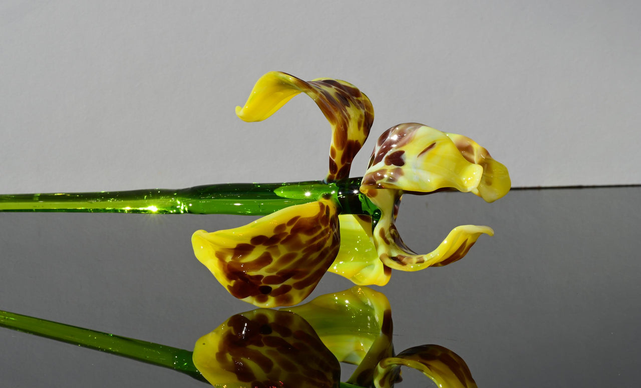 Glass Iris - Yellow Glass Flower Bouquet - Blown Glass Flowers - Handmade Glass Flowers - Christmas Gift for Her