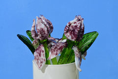 Handmade Leopard Glass Iris Flower, Purple Spotted Sculpture, 8 Inch
