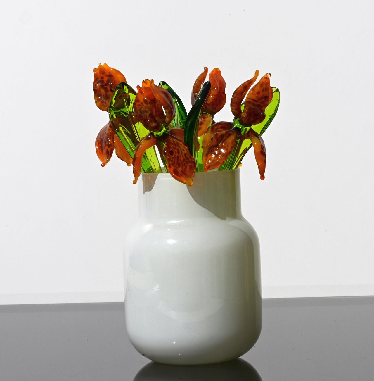 Handmade Orange Glass Tiger Iris Flower - Flame Work Sculpture