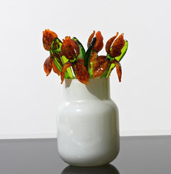 Handmade Orange Glass Tiger Iris Flower - Flame Work Sculpture