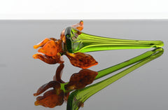 Handmade Orange Glass Tiger Iris Flower - Flame Work Sculpture