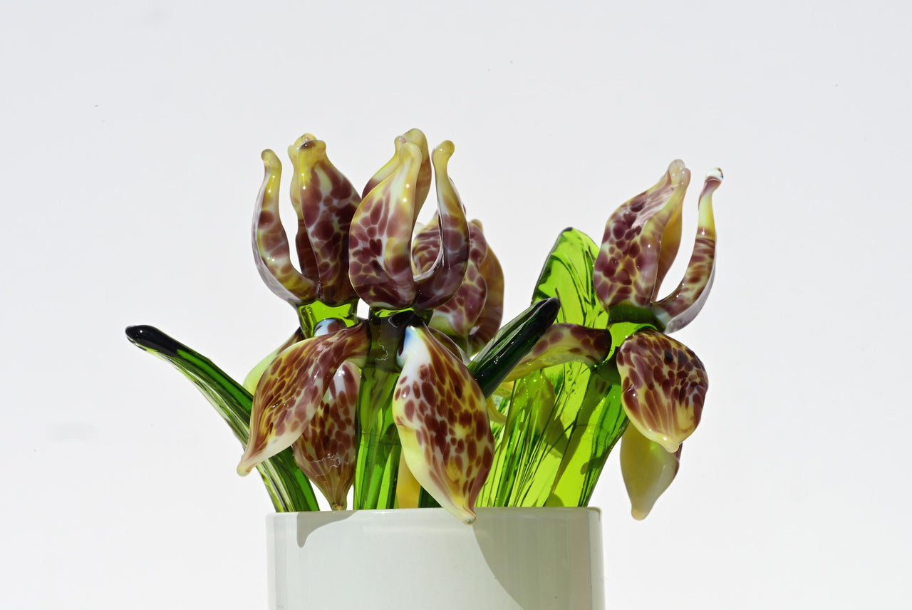 Glass Iris, Glass Birth Month Flower, Iris Art, Mini Glass Flowers Bouquet, Spring Decor, Forever Flowers, Mothers Day Gifts, Birthday Gift
