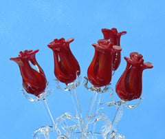 Glass Rose - Glass Flower Bouquet - Handmade Glass Flowers Rose - Blown Glass Flowers - Red Glass Rose - Christmas Gift for Mom