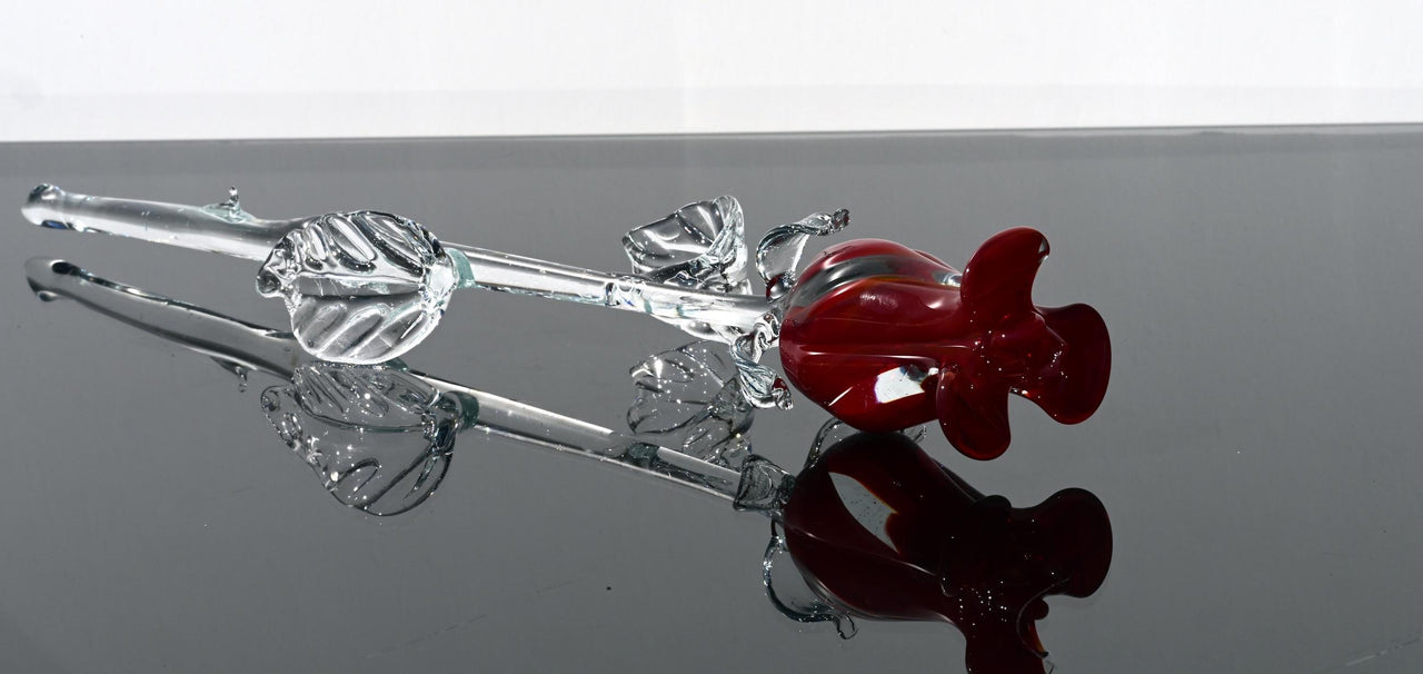 Glass Rose - Glass Flower Bouquet - Handmade Glass Flowers Rose - Blown Glass Flowers - Red Glass Rose - Christmas Gift for Mom