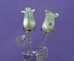 Glass Flower Bouquet - Handmade Glass Flowers Rose - Blown Glass Flowers - White Glass Rose - Christmas Gift for Mom