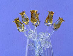 Glass Flower Bouquet - Handmade Glass Rose Flowers  - Blown Glass Flowers - Gold Glass Rose - Christmas Gift for Mom
