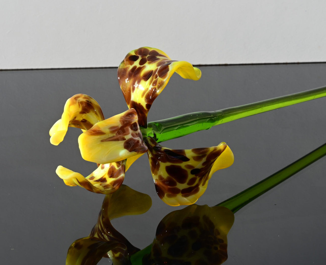 Glass Iris - Yellow Glass Flower Bouquet - Blown Glass Flowers - Handmade Glass Flowers - Christmas Gift for Her
