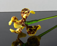 Glass Iris - Yellow Glass Flower Bouquet - Blown Glass Flowers - Handmade Glass Flowers - Christmas Gift for Her