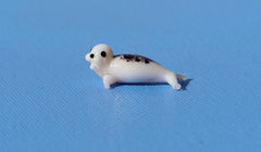 Seal, Tiny Glass Animals, Ocean Art, Sea Animals, Mini Glass Animals, Ocean Decor, Sea Creatures, Glass Figures, White Seal, Spotted Seal