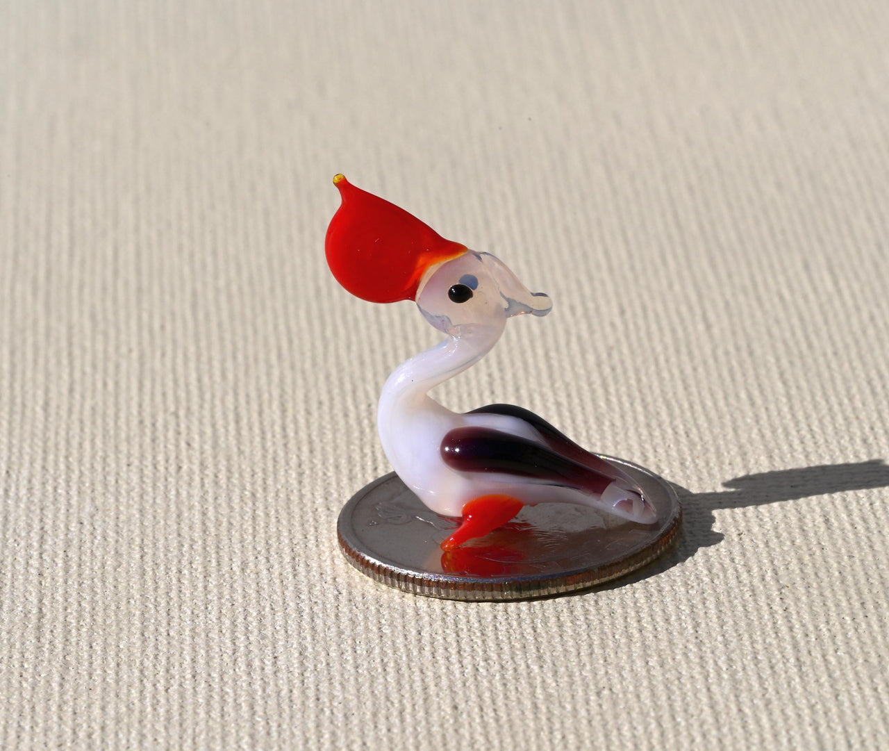Handmade Glass Pelican Figurine: Whimsical Collectible Sculpture