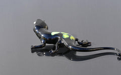Handmade Black Glass Lizard Figurine: Weatherproof Art Sculpture