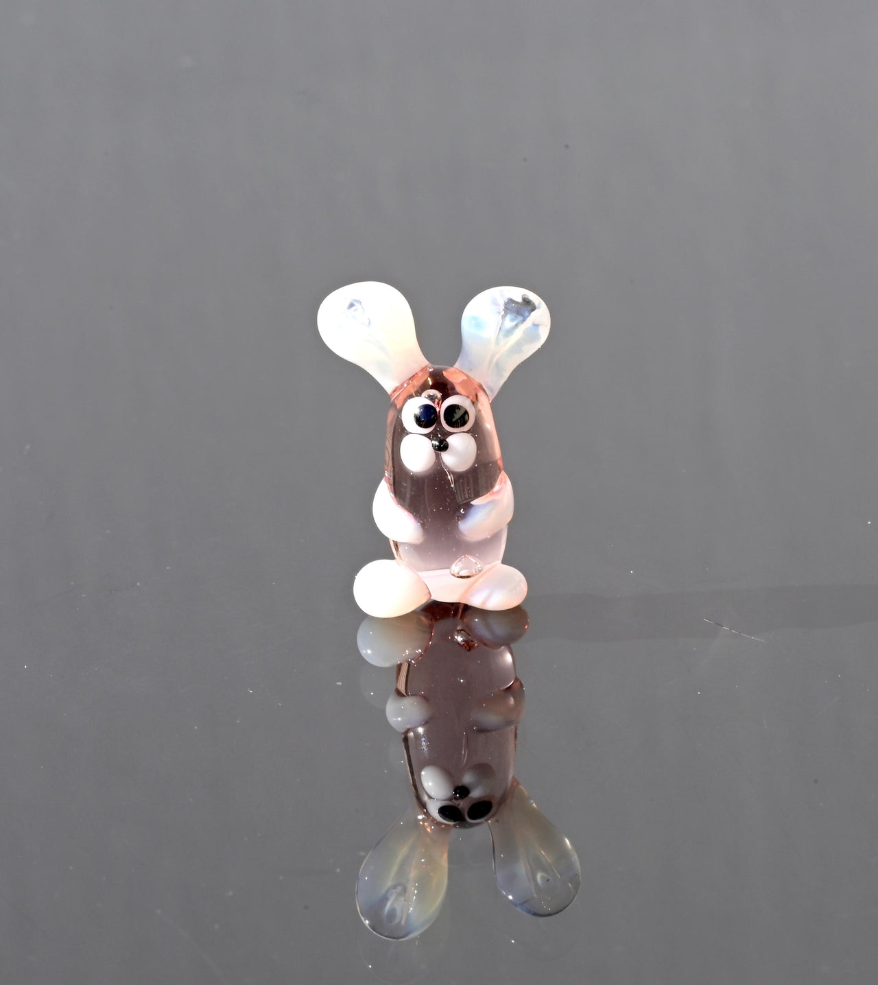 Lampwork Glass Bunny Miniature: Whimsical Purple Rabbit Figurine